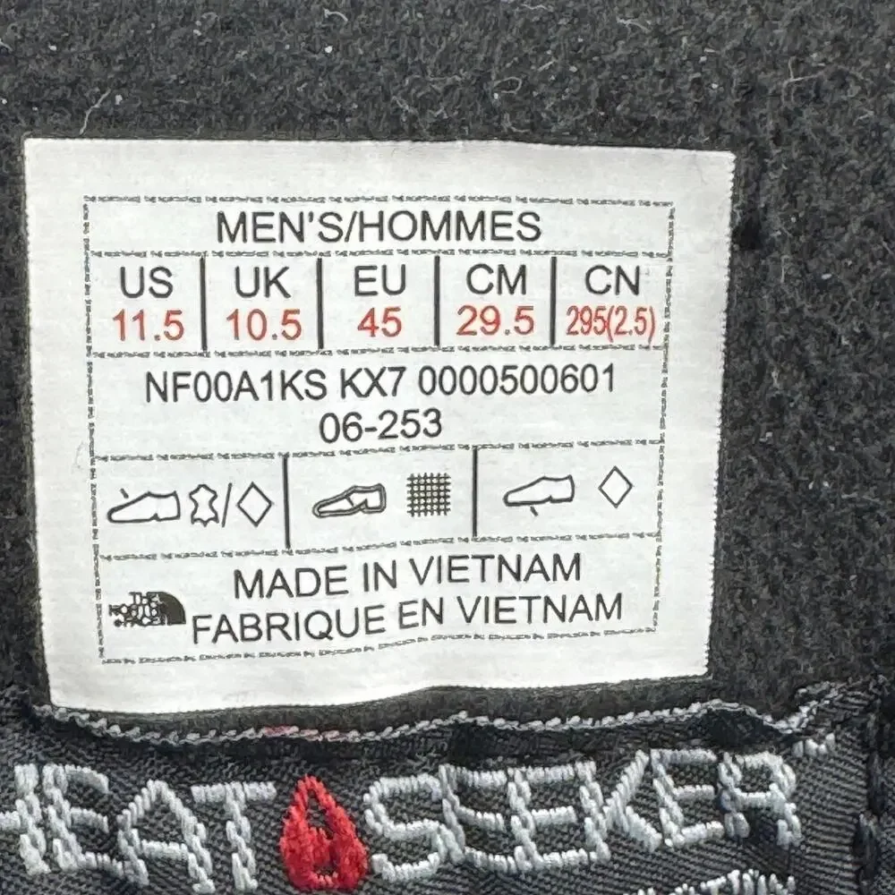 The North Face Snowfuse Mens 11.5 Black Waterproof Heatseeker Snow Boots